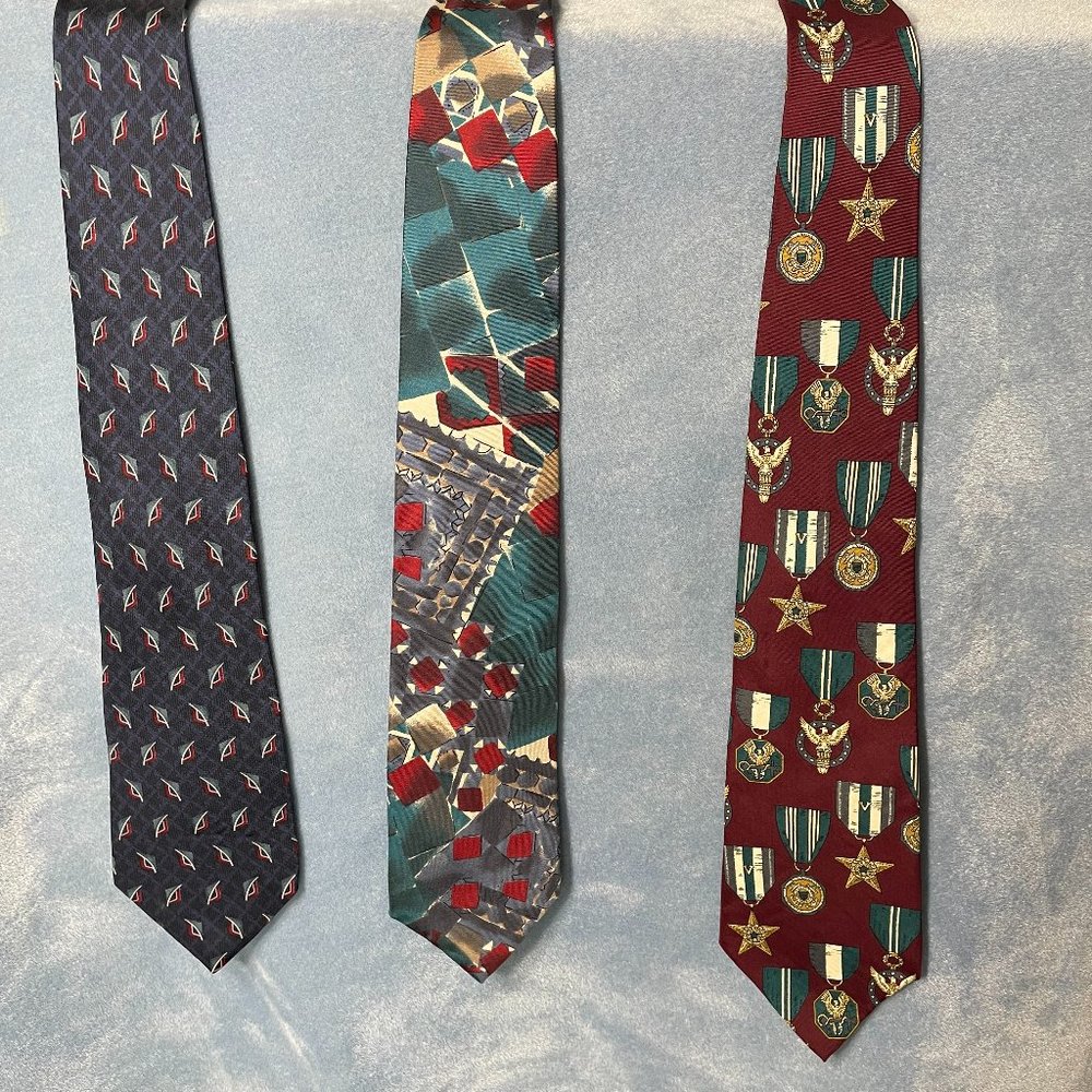 Bundle of 3 Used 100% Silk Made in USA Neckties